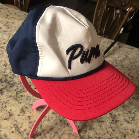 Puma red white blue cap hat osfa adjustable back collector July 4th - Picture 5 of 8